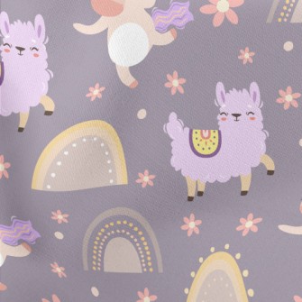 Happy Alpaca And Unicorn Lightweight Cotton Poplin