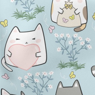 Happy Garden Cats Lightweight Cotton Poplin