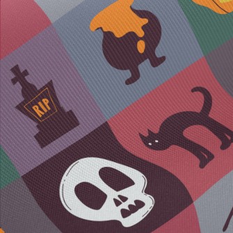 Spooky Pumpkin Witch Trellis Midweight Cotton Poplin