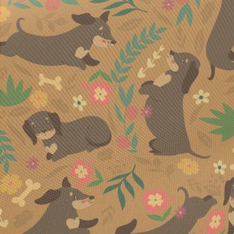 Cute Dachshund Dog Midweight Cotton Poplin