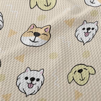 Cute Puppy And Geometric Patte Birdseye Piqué