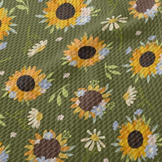 Beautiful Hand Drawn Sunflower Birdseye Piqué