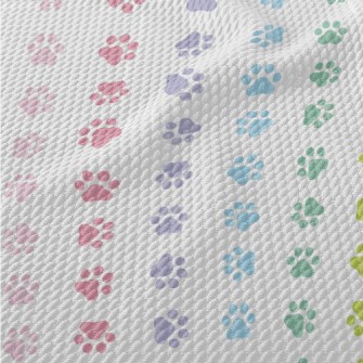 Colorful Dog Paw Prints Birdseye Piqué