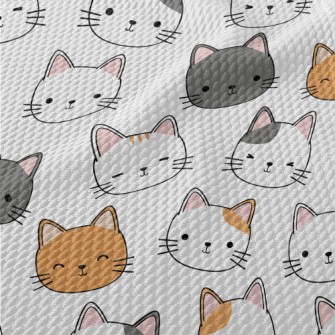 Round And Cute Cat Birdseye Piqué