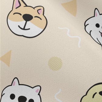Cute Puppy And Geometric Patte Chiffon