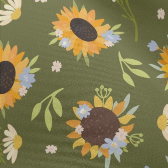 Beautiful Hand Drawn Sunflower Chiffon