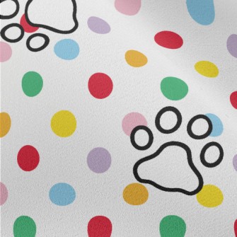 Colorful Dots And Dog Paw Prin Chiffon