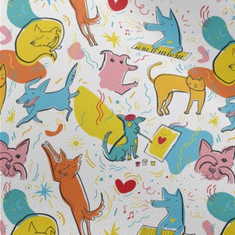 Cats And Dogs In Different Pos Chiffon