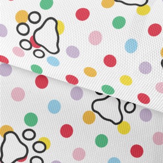 Colorful Dots And Dog Paw Prin Waterproof Oxford