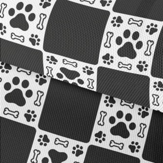 Dog Paw Print Bone With Black  Waterproof Oxford