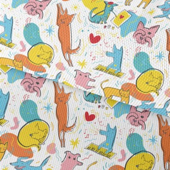 Cats And Dogs In Different Pos Waterproof Oxford