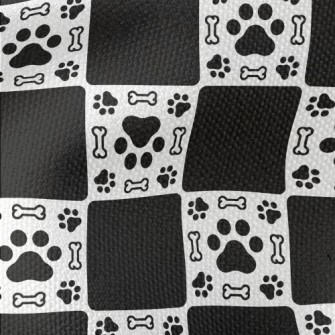 Dog Paw Print Bone With Black  Waterproof Canvas