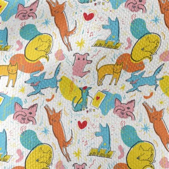 Cats And Dogs In Different Pos Waterproof Canvas