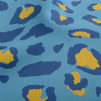 Blue And Yellow Leopard Print Athletic Mesh Flat Back