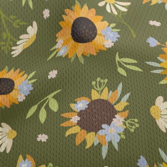 Beautiful Hand Drawn Sunflower Athletic Mesh Flat Back