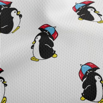 Cute Penguin Holding An Umbrel Athletic Mesh Flat Back