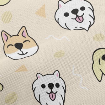 Cute Puppy And Geometric Patte Performance Linen
