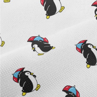 Cute Penguin Holding An Umbrel Performance Linen