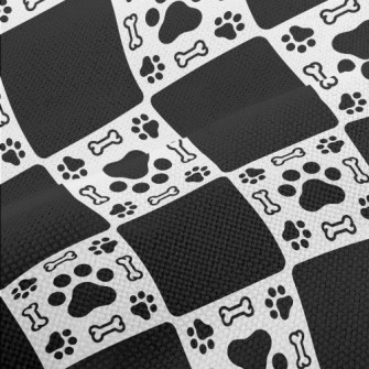 Dog Paw Print Bone With Black  Performance Linen