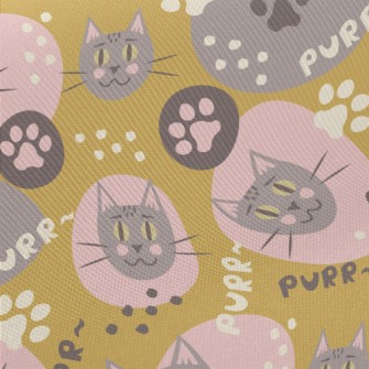 Cartoon Color Block Cat And Ca Twill