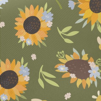 Beautiful Hand Drawn Sunflower Twill