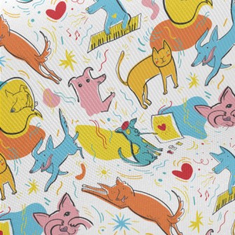 Cats And Dogs In Different Pos Twill