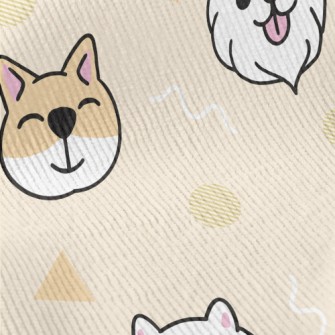 Cute Puppy And Geometric Patte Standard Corduroy