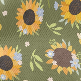 Beautiful Hand Drawn Sunflower Standard Corduroy