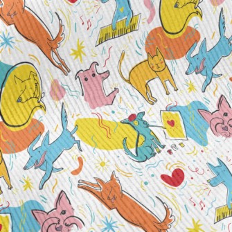 Cats And Dogs In Different Pos Standard Corduroy