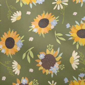 Beautiful Hand Drawn Sunflower Dobby