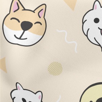 Cute Puppy And Geometric Patte Stretch Ponte