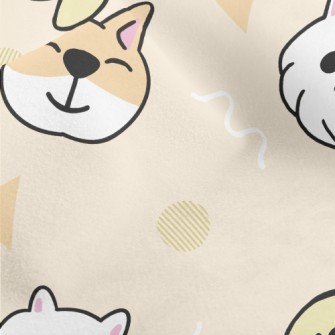 Cute Puppy And Geometric Patte Micro Fleece