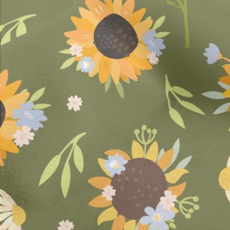 Beautiful Hand Drawn Sunflower Micro Fleece