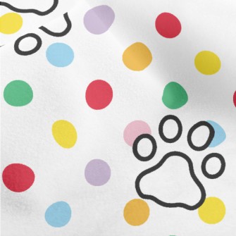 Colorful Dots And Dog Paw Prin Micro Fleece