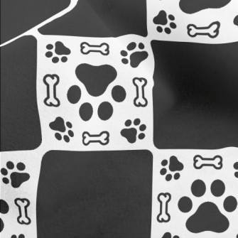 Dog Paw Print Bone With Black  Micro Fleece