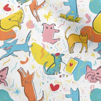 Cats And Dogs In Different Pos Micro Fleece
