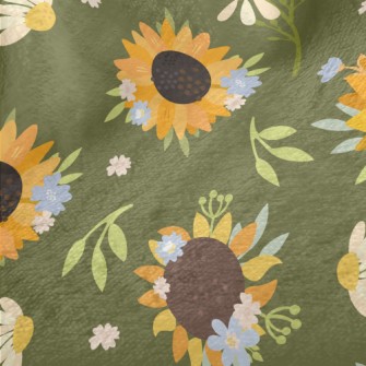 Beautiful Hand Drawn Sunflower Minky