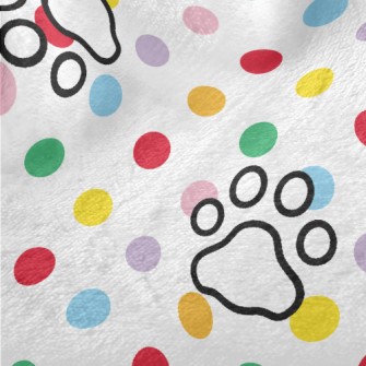 Colorful Dots And Dog Paw Prin Minky