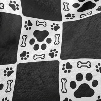 Dog Paw Print Bone With Black  Minky