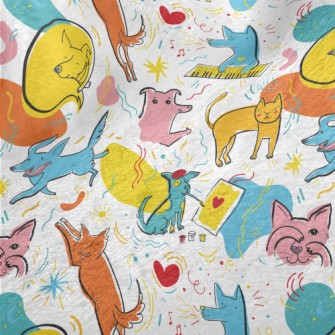 Cats And Dogs In Different Pos Minky