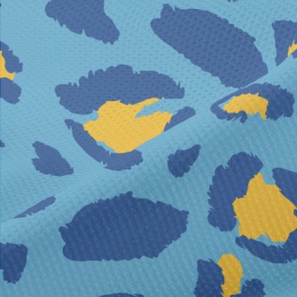 Blue And Yellow Leopard Print Piqué