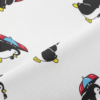 Cute Penguin Holding An Umbrel Piqué