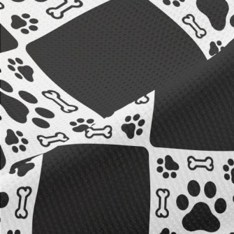 Dog Paw Print Bone With Black  Piqué