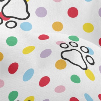 Colorful Dots And Dog Paw Prin Lightweight Performance Linen