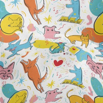 Cats And Dogs In Different Pos Lightweight Performance Linen