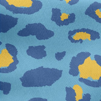 Blue And Yellow Leopard Print Jersey Backed Fleece