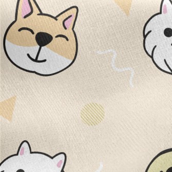 Cute Puppy And Geometric Patte Jersey Backed Fleece