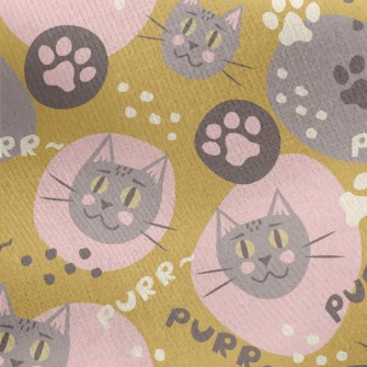 Cartoon Color Block Cat And Ca Jersey Backed Fleece