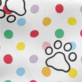 Colorful Dots And Dog Paw Prin Jersey Backed Fleece