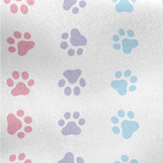 Colorful Dog Paw Prints Jersey Backed Fleece